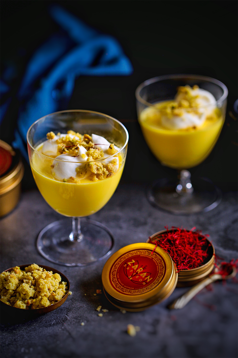 Saffron Pannacotta w/ Pistachio Crumble – Zaran Saffron